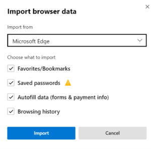 Import data from other browsers on Microsoft Edge