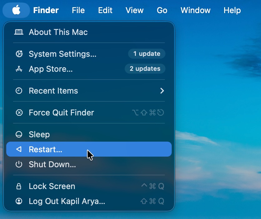 Restart Mac