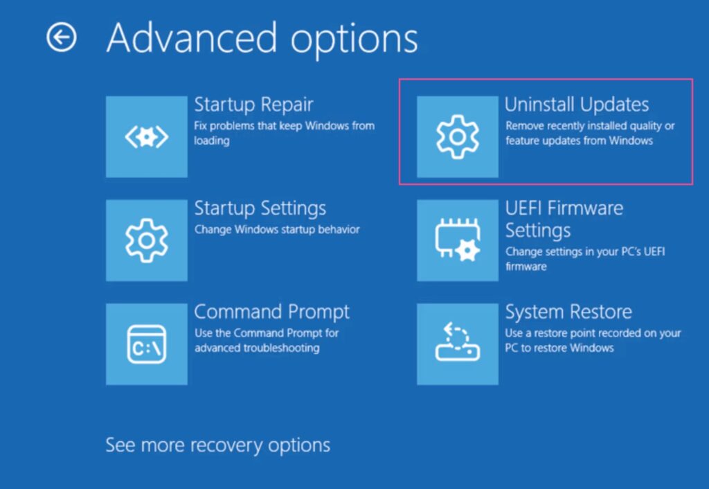 Remove The Recent Windows Update