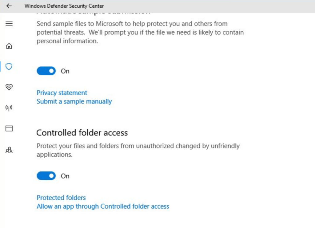 Turn Off Controlled Folder Access