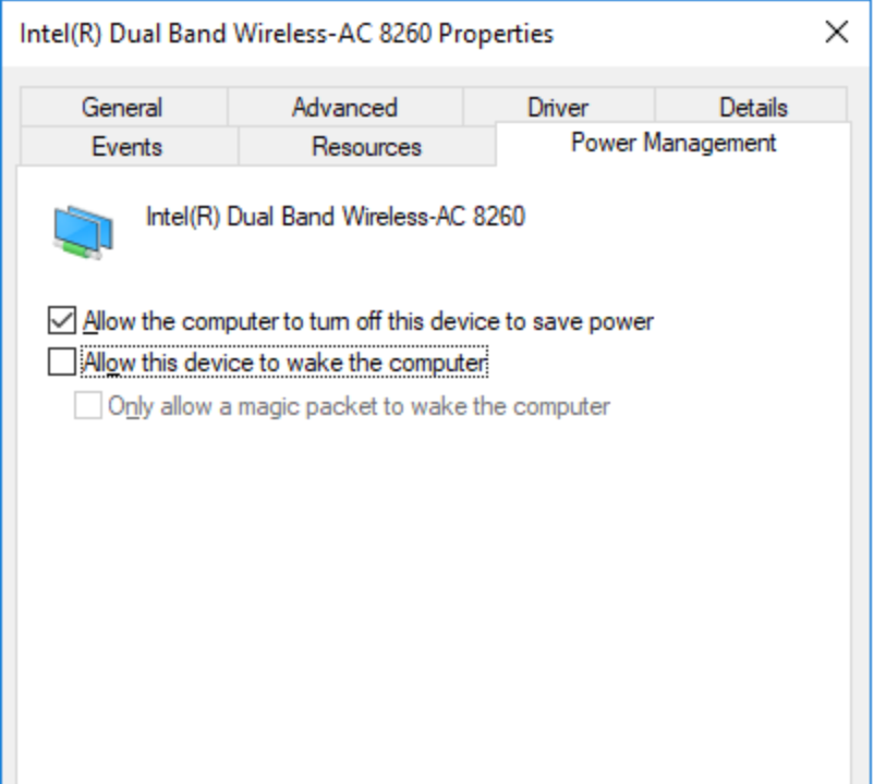Allow the computer to turn off this device to save power