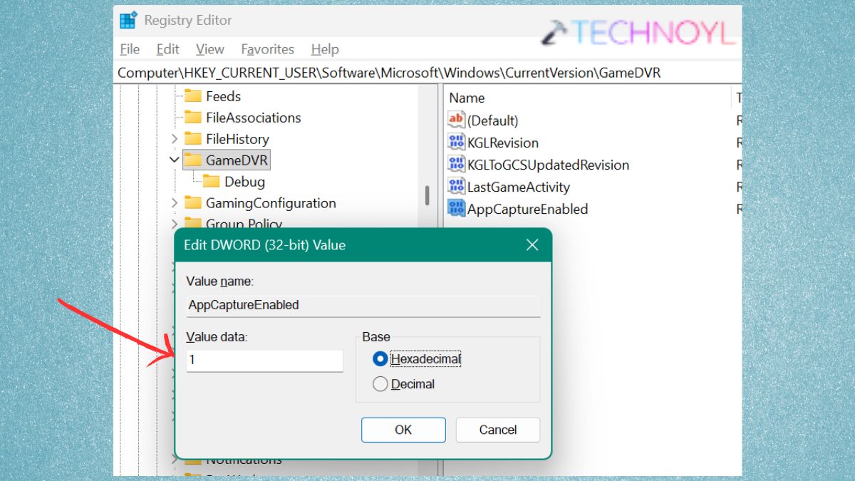 AppCaptureEnabled Registry Editor