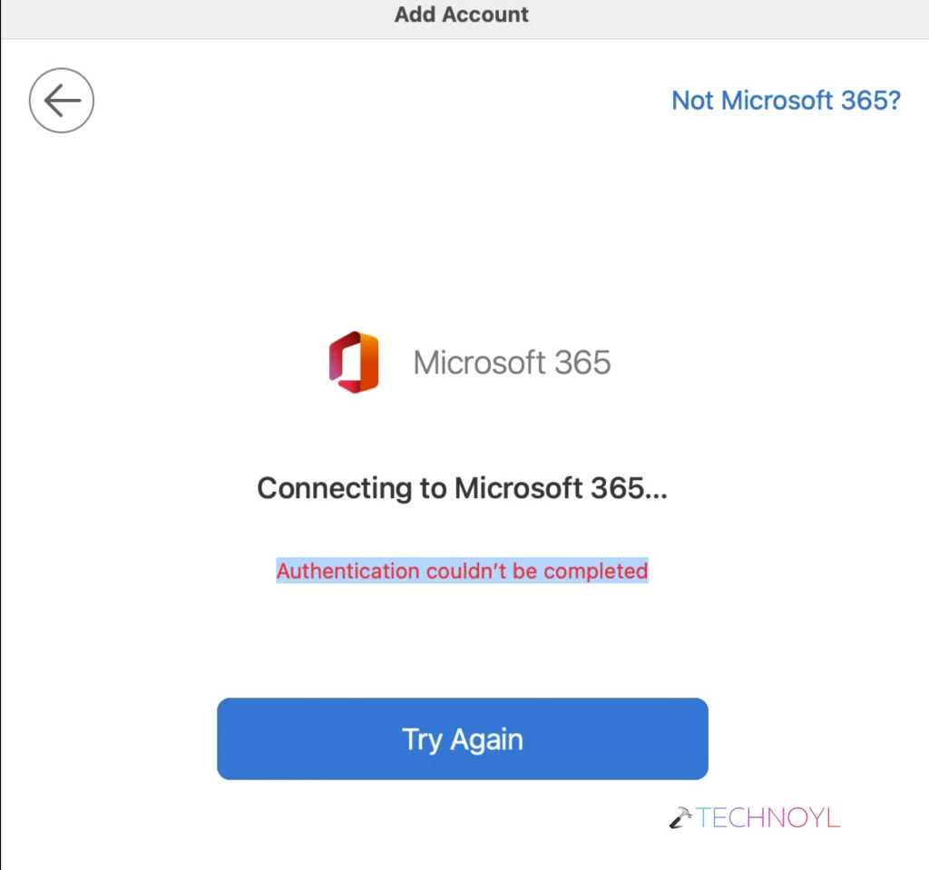 Authentication couldn't be completed