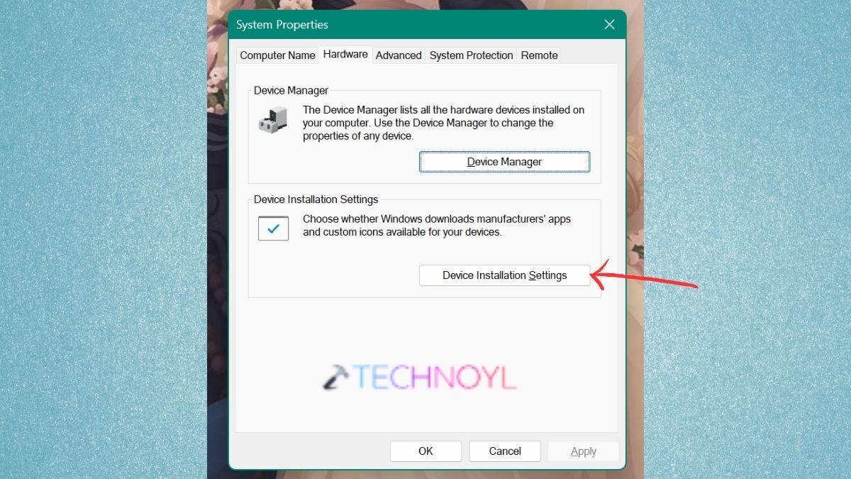 Device Installation Settings in System Properties