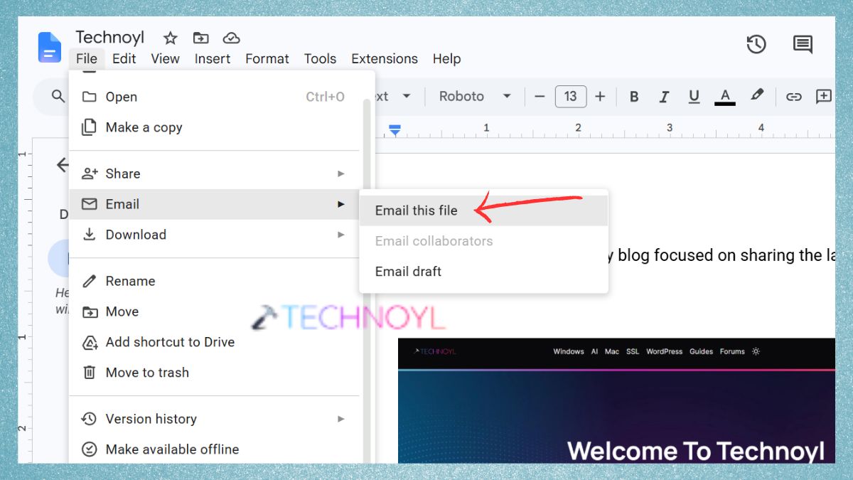 Email this file in Google Docs