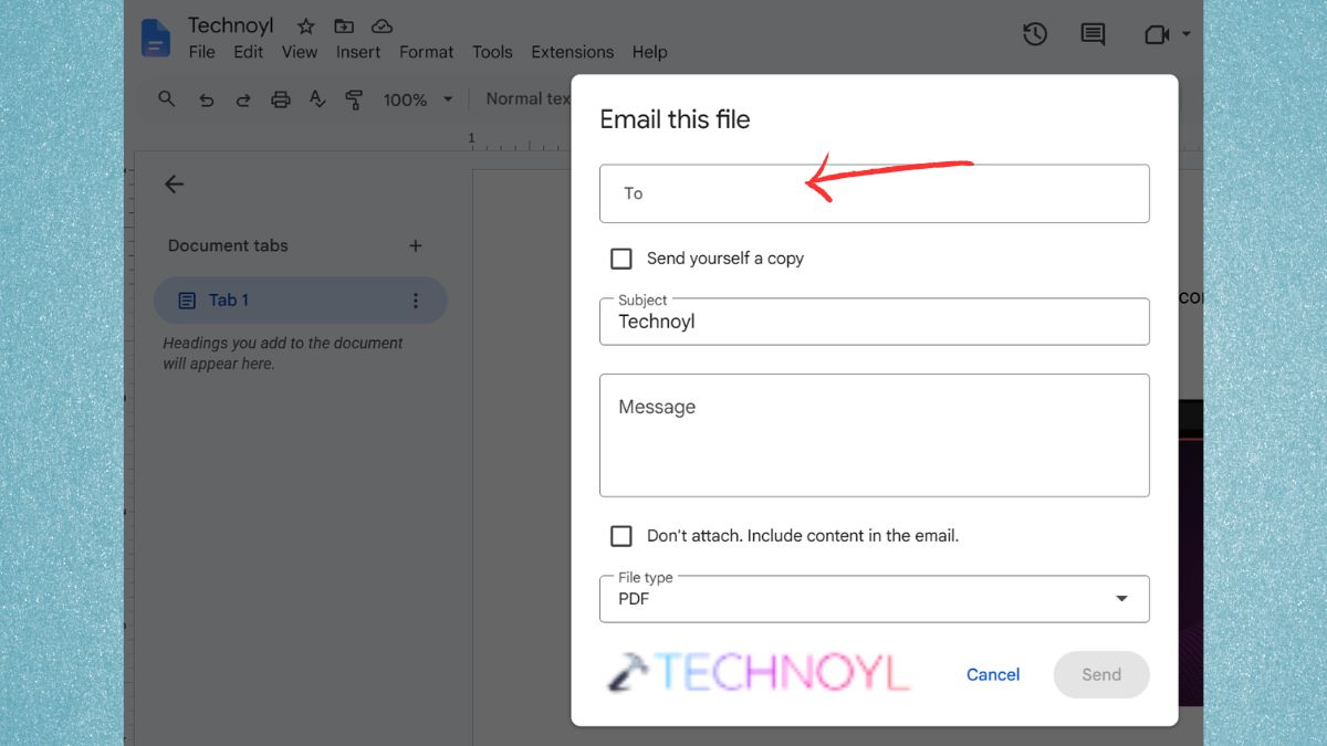 Enter details whom to email the PDF file