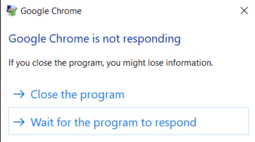 Google Chrome not responding
