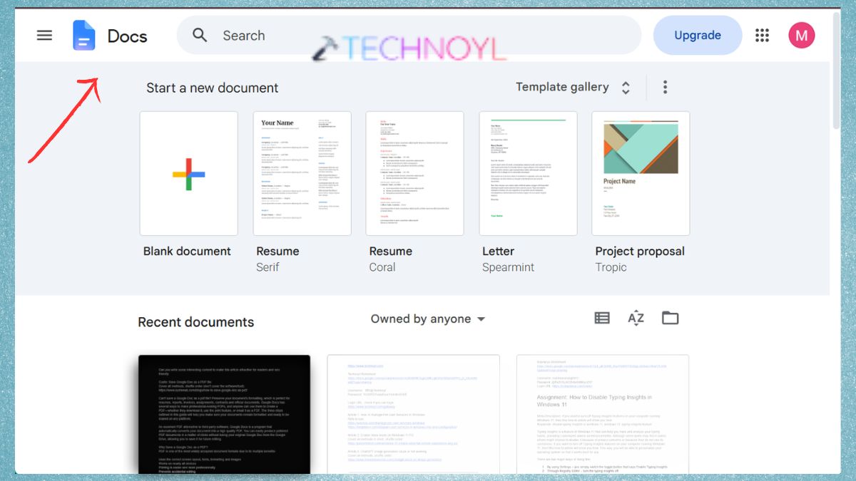 Open Google Docs