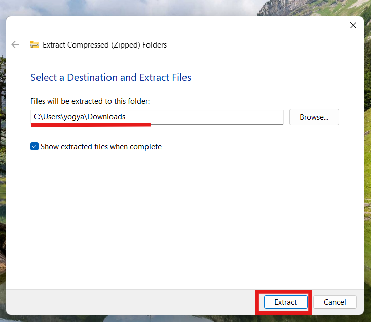 Move the ZIP File to Another Location: Cannot Complete the Archive Extraction Wizard