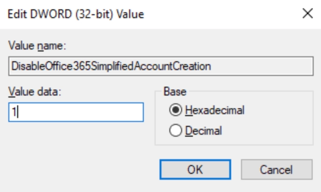 DisableOffice365SimplifiedAccountCreation