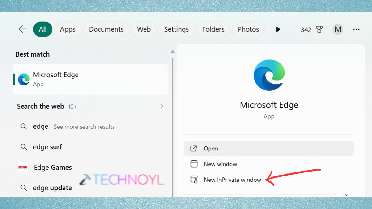 Open Microsoft Edge InPrivate or Incognito Browser