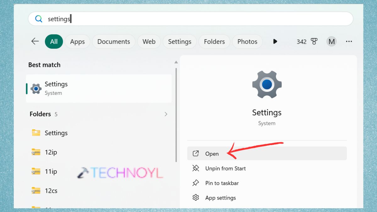 Open Settings system app