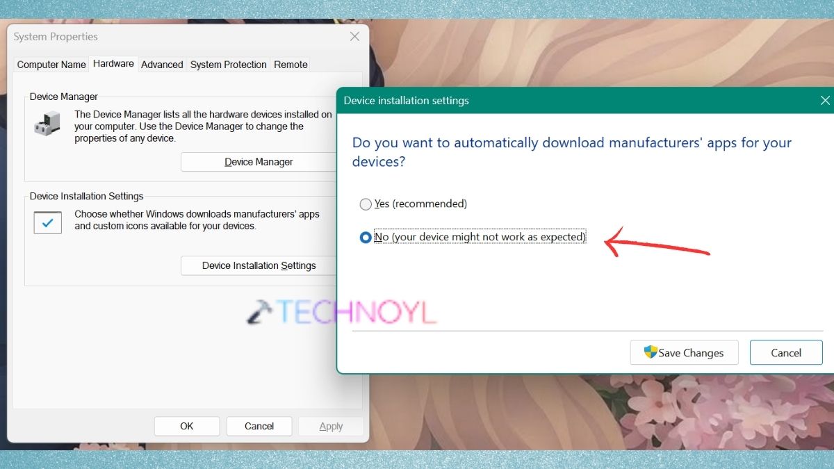 Prevent Windows from automatically downloading manufacturer applications and drivers