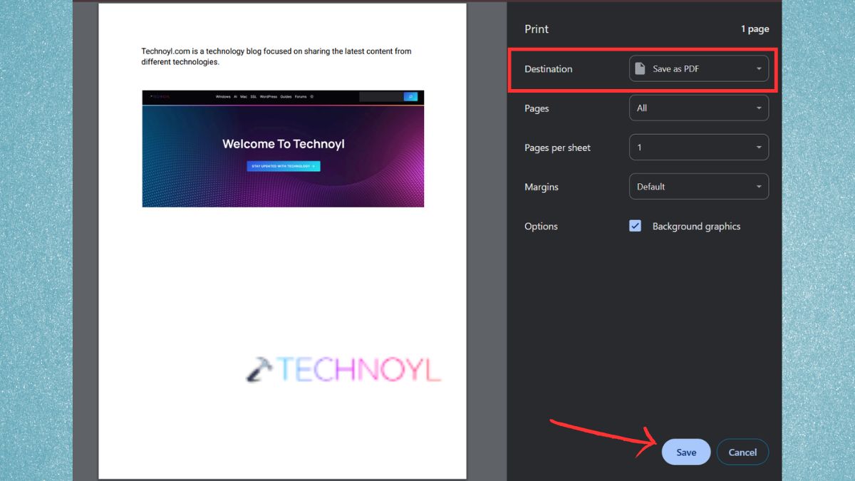 Print dialog box in Google docs