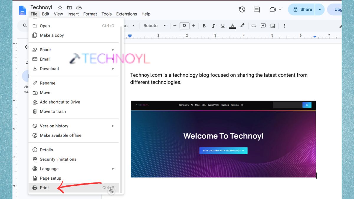 Print in Google doc