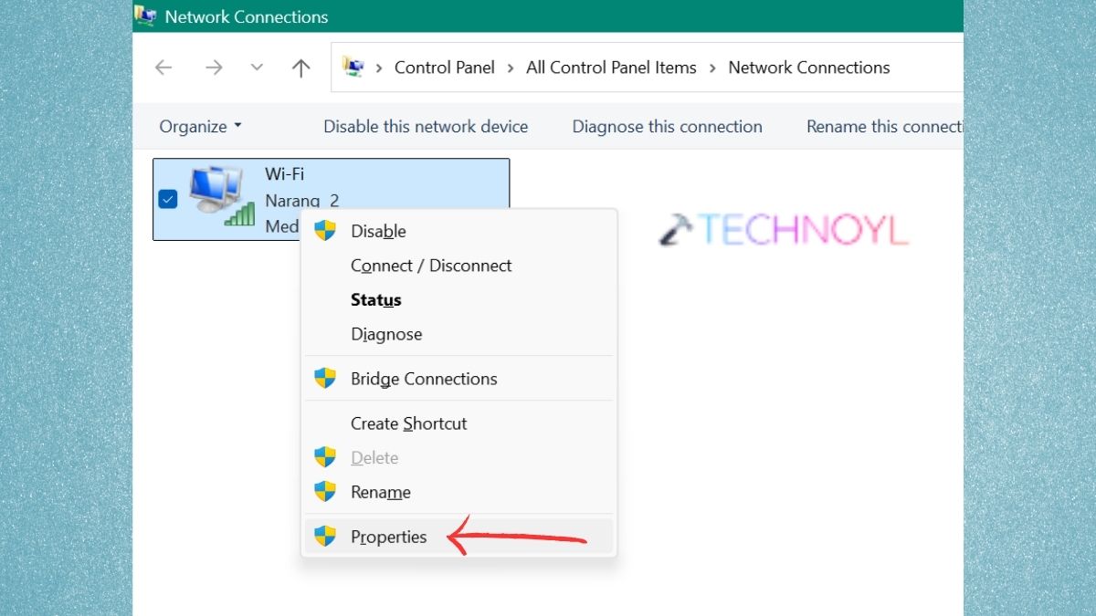 Properties of network connection