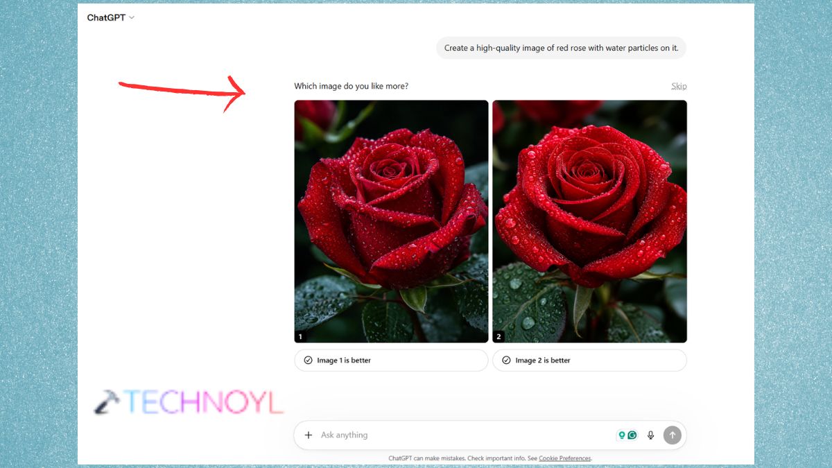 Request image generation in ChatGPT