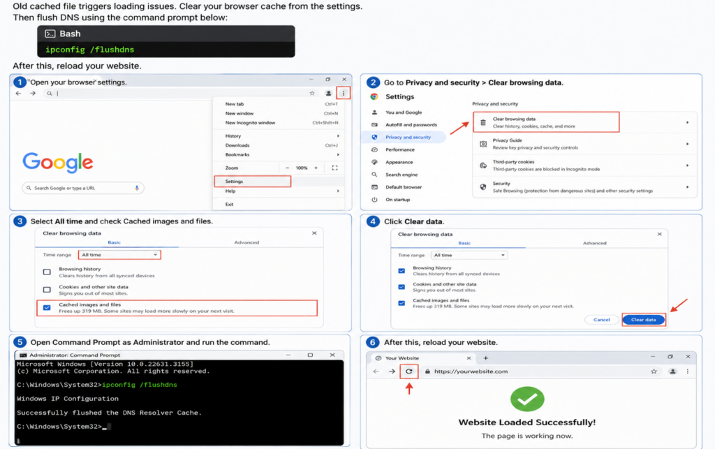Clear Browser Cache & DNS To Fix WordPress 502 Bad Gateway Error