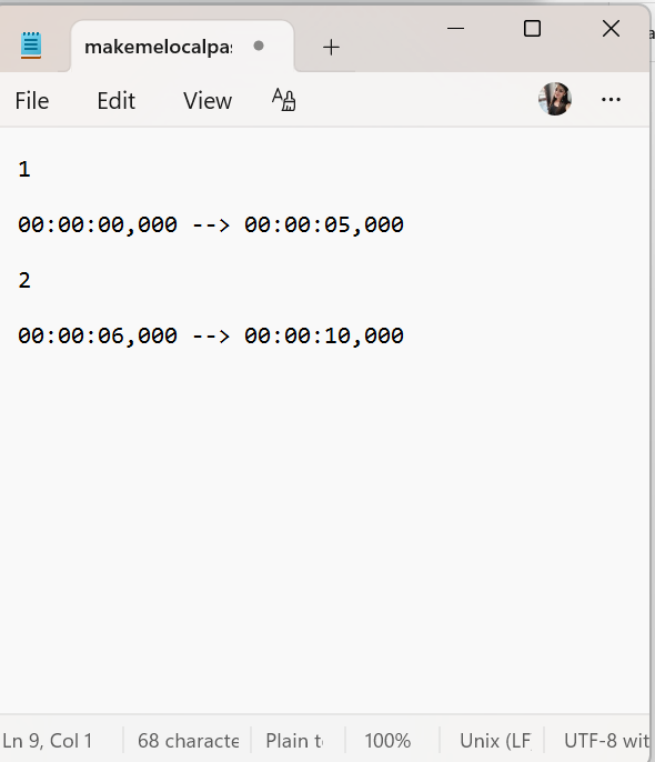 Create An SRT File Using Notepad