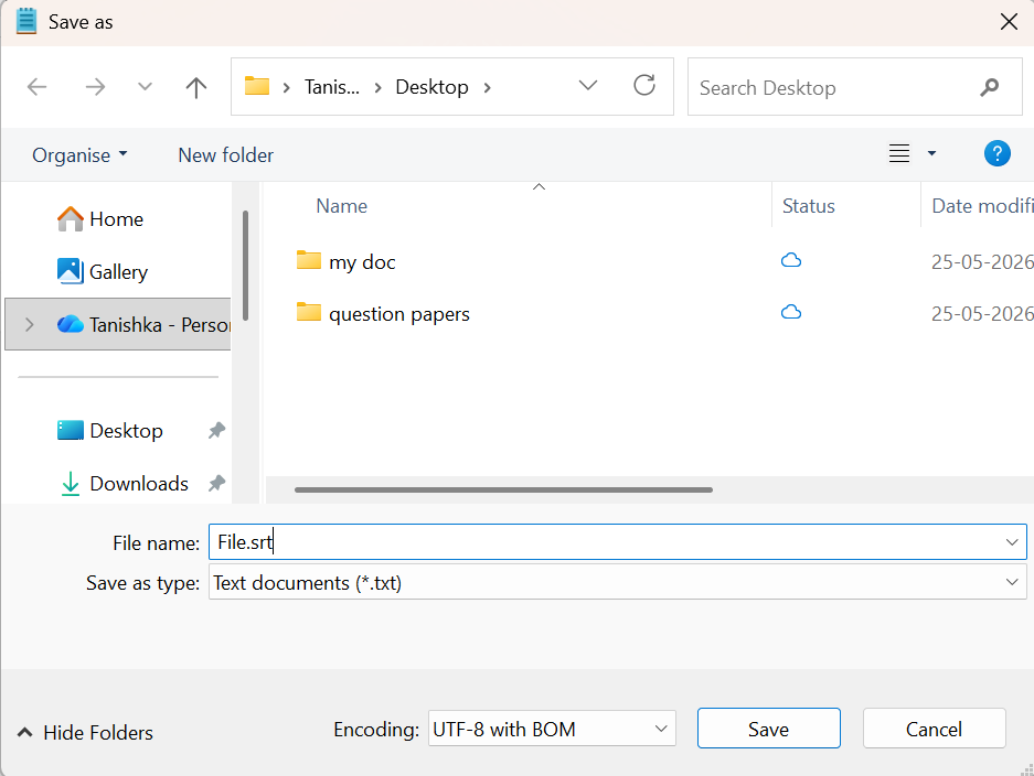 Create An SRT File Using Notepad