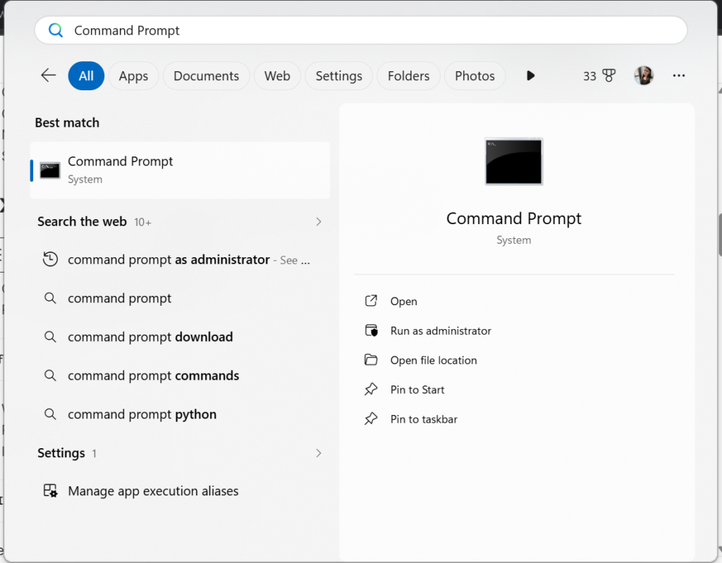 Command Prompt as Administrator