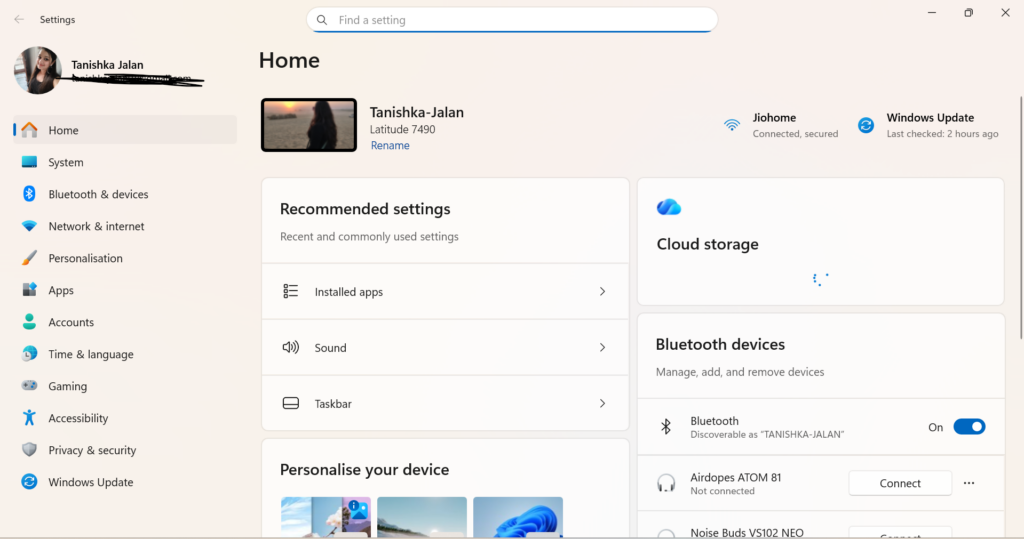 Open Settings