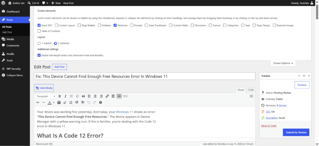 Enable Revisions