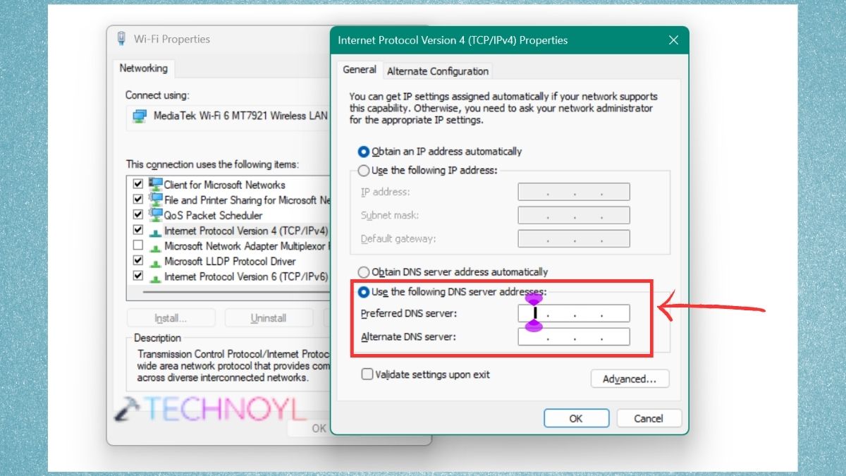 Use the following DNS server addresses Configure Private DNS in Windows 11