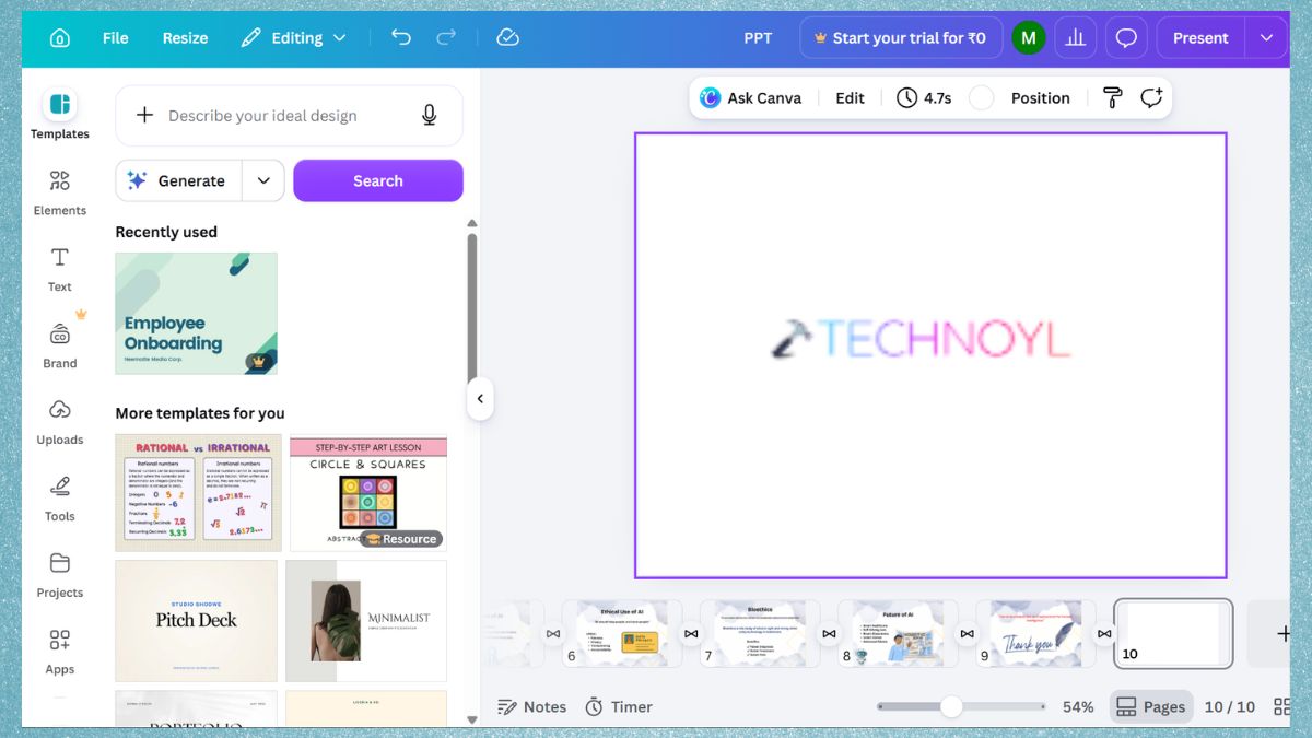 View edit PPT in Canva